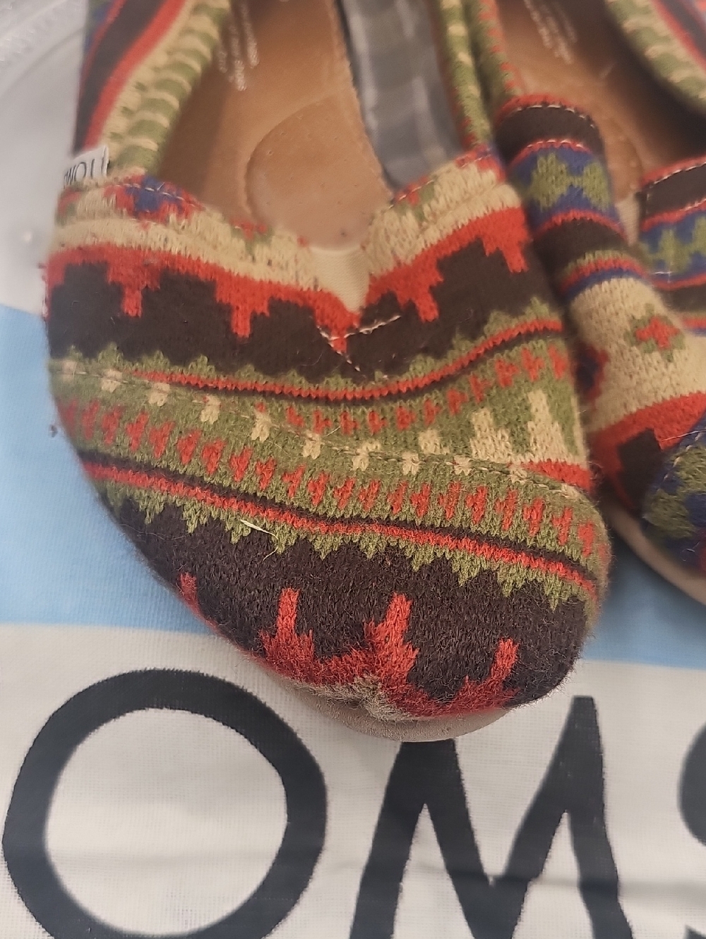 O Mult Colored Print Toms Slip On Sz W8.5 With Dustbag - Picture 2 of 5